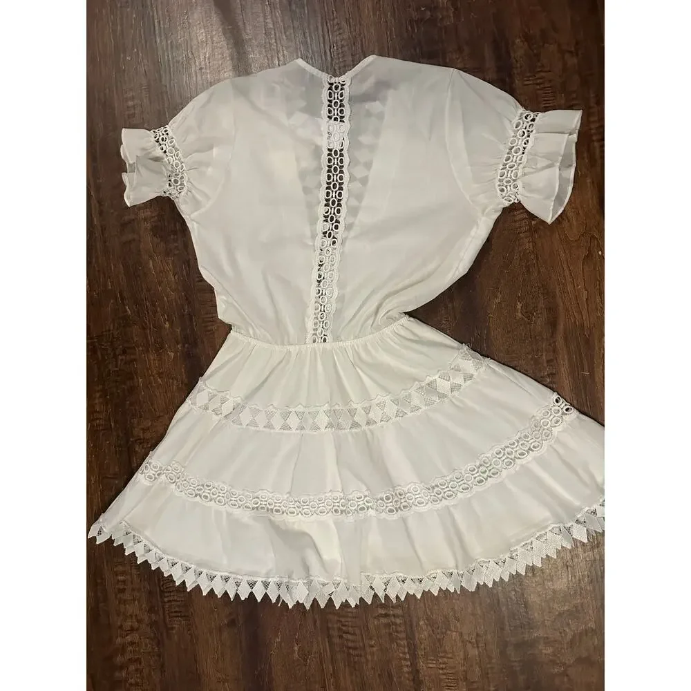 Peixoto Ora White Lace-Trim Mini Dress - Picture 2 of 7